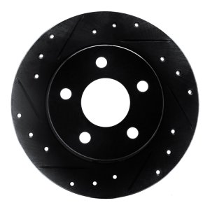 Ford Taurus SHO Brake Rotor (1) - Rear Left - R1 Concepts - Drilled & Slotted - Black - `93-`05